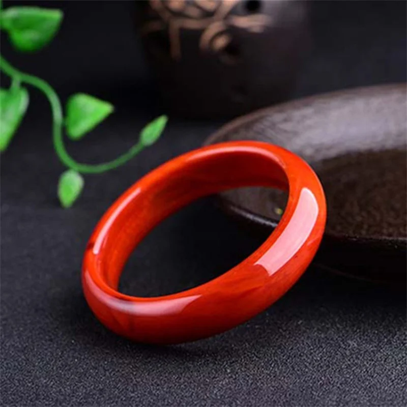 

Hot selling natural hand-carved Persimmon red jade Bangle56-62mm fashion Accessories Men Women Luck Gifts Amulet for