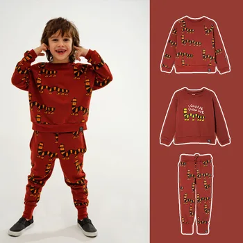 

Autumn / Winter 2020 Boys And Girls' Set European And American Cotton Cute Cartoon Printed Round Neck Children's Two Piece Set