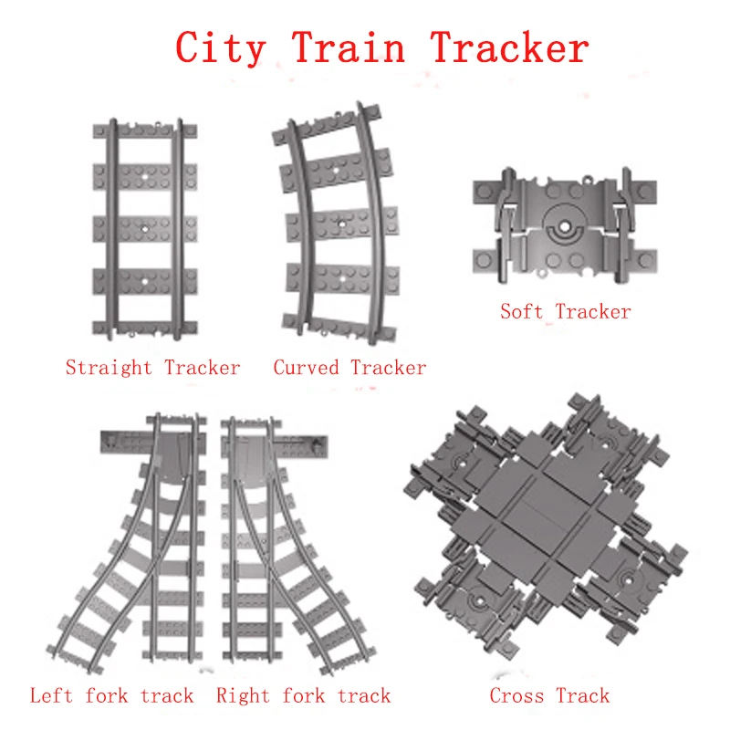Train Flexible Tracks City train Cross Track Rail Straight Curved Rails Building Block Bricks Model Compatible All Brands | Игрушки и