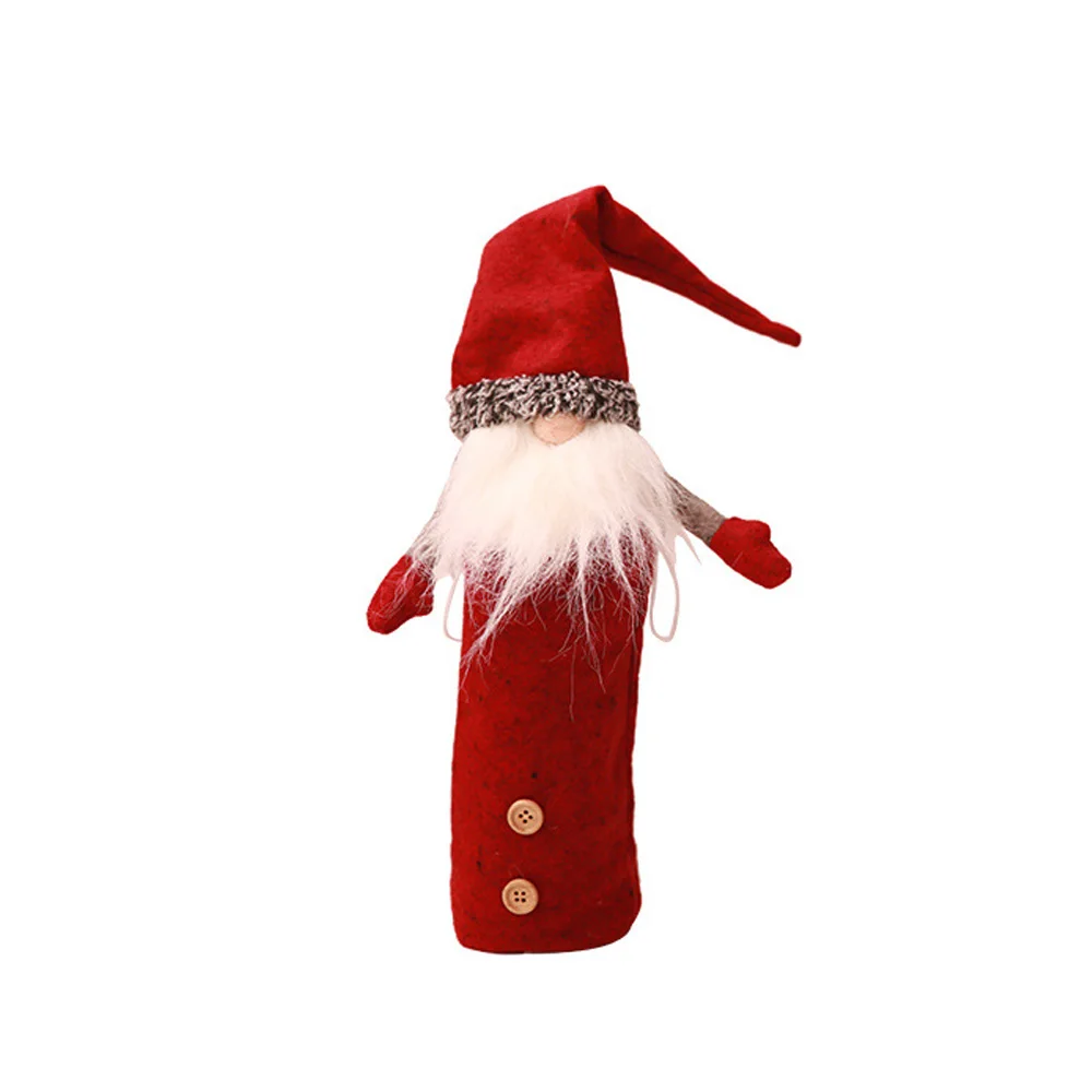Creative No Face Santa Claus Doll Christmas Red Wine Bottle Cover Dinner Table Xmas Decoration Home Bar Decor Gifts - Цвет: red