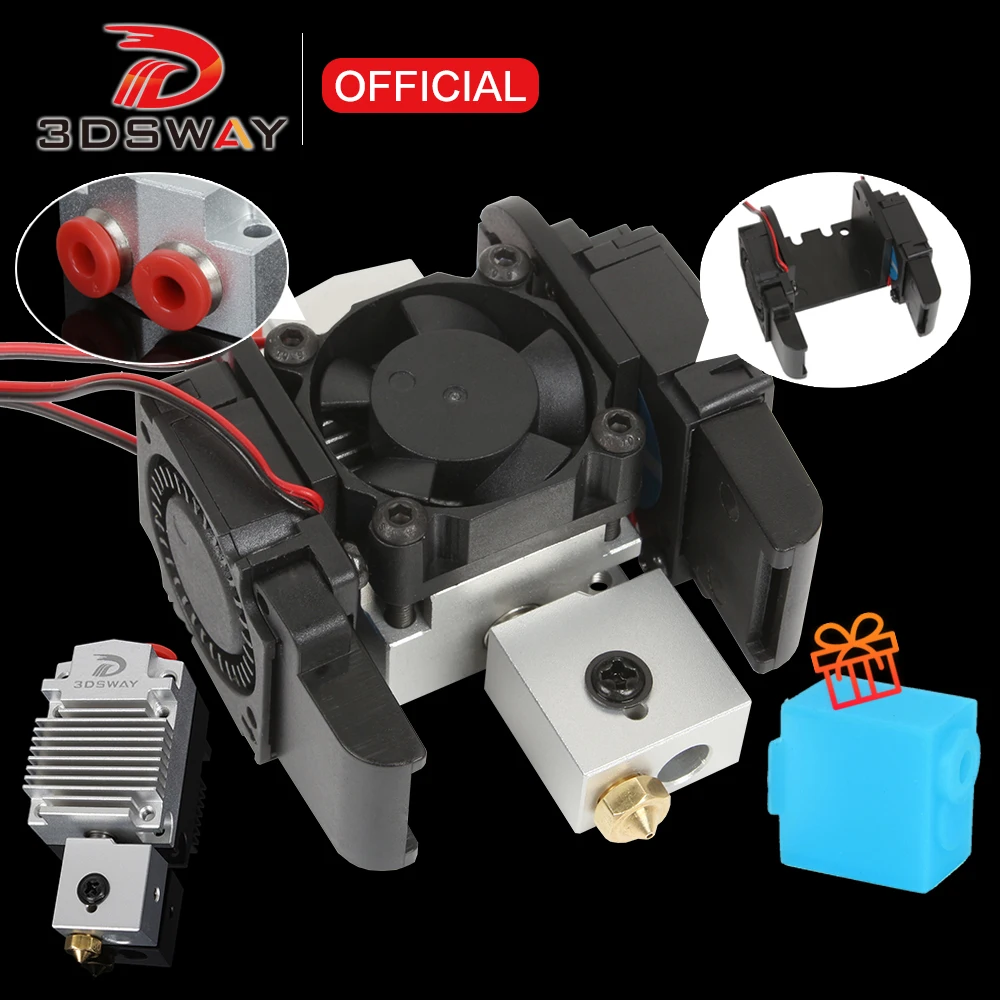 3DSWAY 3D Printer Parts 2 IN 1 Out Dual Color Extruder Hotend Kit V6 Volcano J-head All Metal Hot end Cooling Fan Bracket 1.75mm