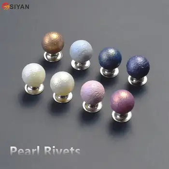 

100pcs Colored Pearl Beads Rivets cap stud with screws DIY Garment Accessory Beads Spikes For Clothes Hat Wedding Decor