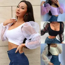 Женская сексуальная прозрачная сетчатая рубашка с длинным рукавом, топ, Женский пуловер, стрейч-футболка, блузка