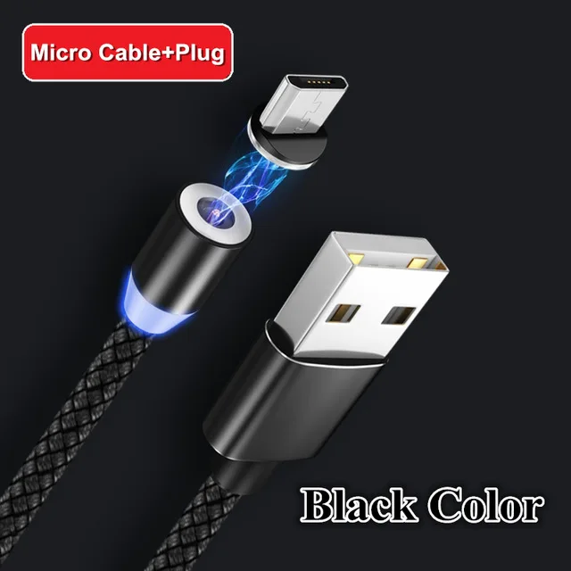 Магнитный USB кабель для быстрой зарядки для Android IOS Iphone TYPE-C Micro USB кабель для передачи данных для Xiaomi Redmi samsung шнур с магнитной вилкой - Цвет: Black For Micro