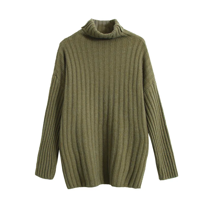 Autumn and winter 2019 new Korean version simple solid color high collar loose pit stripe women's bottoming sweater | Женская одежда