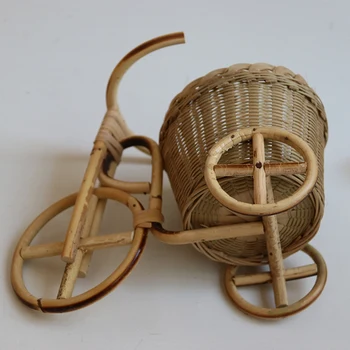 

AFBC Bamboo Woven Hand-Woven Straw Fruit Basket Wicker Rattan Food Bread Storage Box Kitchen Decoration Bicycle Finishing Storag