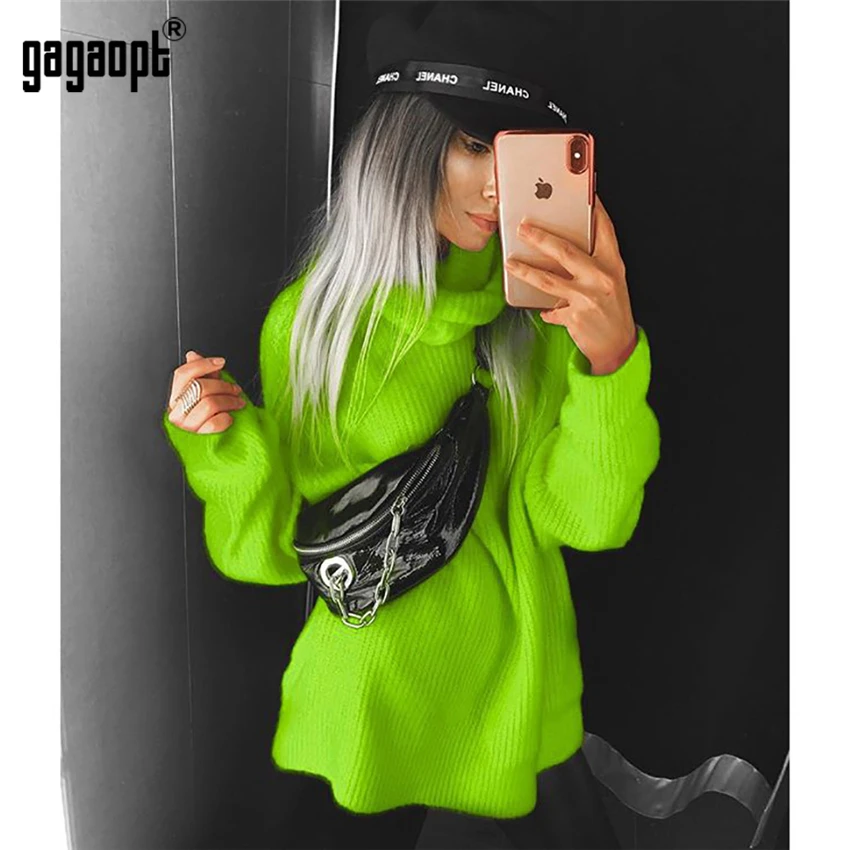 Gagaopt осенне-зимний женский свитер с длинным рукавом, модные женские вязаные топы с рюшами, Повседневные свитера, пуловер