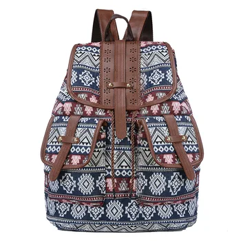 

2019 NEW Vintage ethnic style backpack fashion embroidery flower backpack travel shoulder bag
