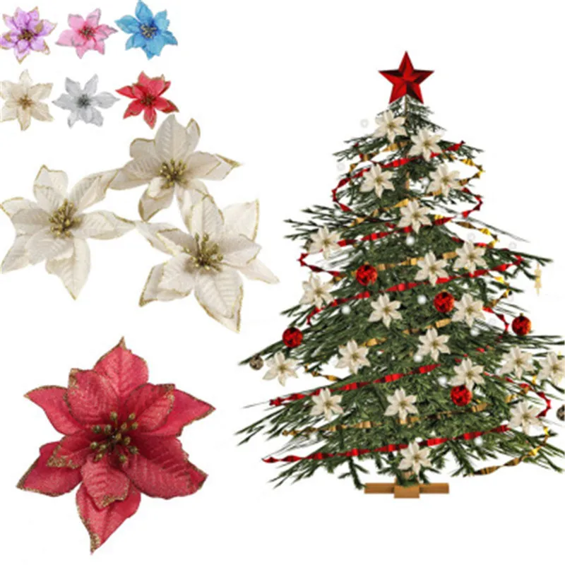 

For 2020 Xmas Artificial Flowers Christmas Tree Drop Ornaments Christmas Decoration for Xmas Tree New Year Decor Garlands