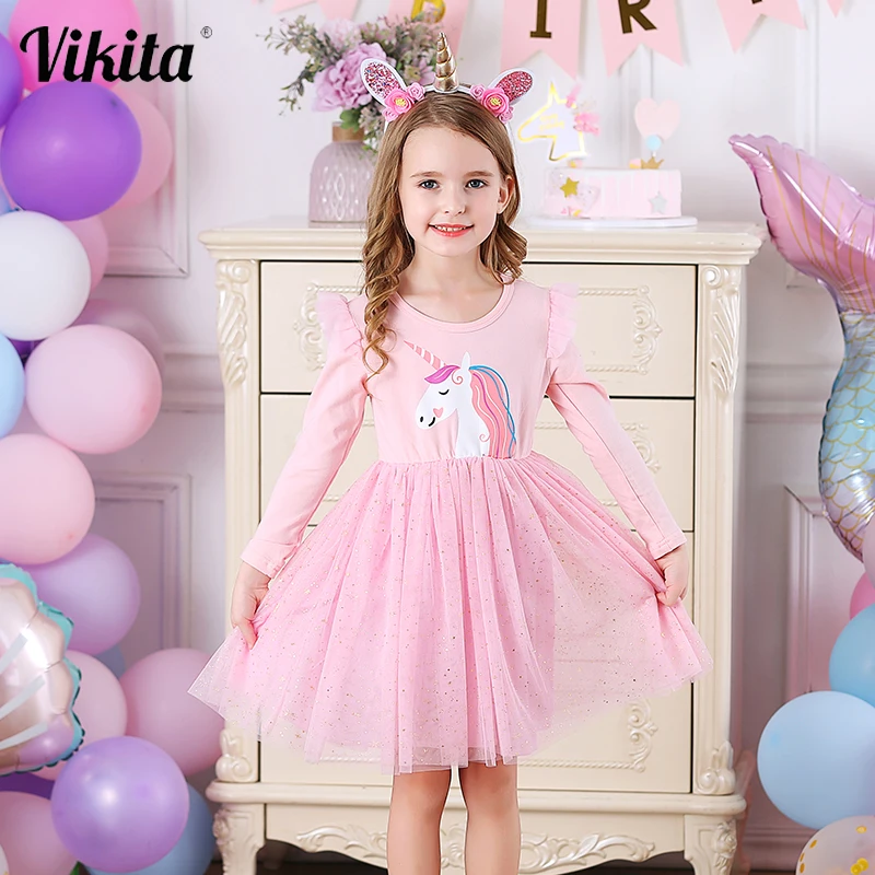 VIKITA Unicorn Dress for Girls Toddlers Birthday Party Princess Dresses Autumn Winter girls dress,princess costume