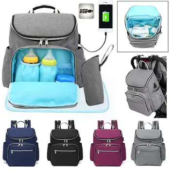 

Baby Care Diaper Bag Fashion USB Charging Mummy Maternity Nappy Bag Large Capacity Backpack Travel Shoulder Nursing Bagpack