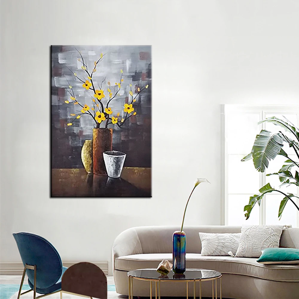 

Modern Abstract Flower Oil Paintings On Canvas Handmade Wall Art For Bedroom Salon Decorations Home Decor Hand Painted Floral