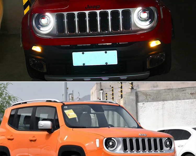 Автомобильные фары для Jeep Renegade- светодиодные фары DRL ходовые огни биксеноновый луч ангельские глазки Автомобильная фара