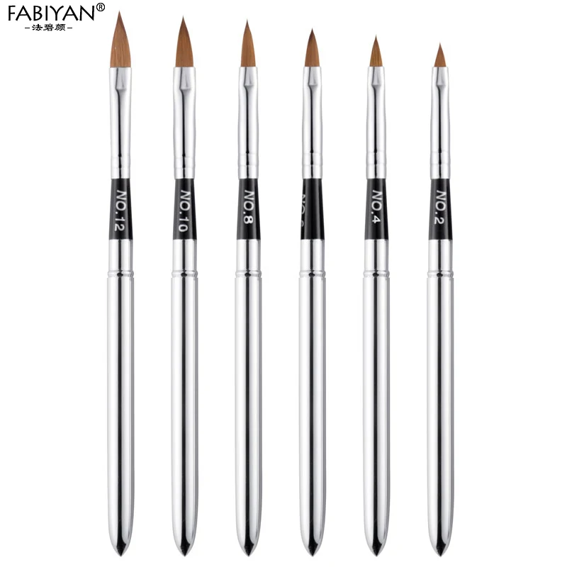 

6pcs/set Nail Art Crystal Pen Brush Acrylic Gel UV Polish Steel Metal Copper Detachable Painting Drawing Manicure Tools