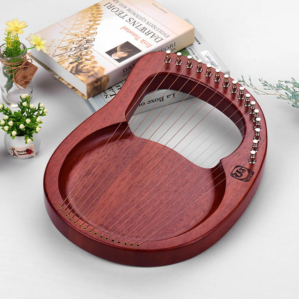 

16-String Wooden Lyre Harp Metal Strings Mahogany Solid Wood String Instrument with Carry Bag