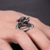 Rétro Punk serpent Dragon anneau pour hommes femmes exagéré Antique argent couleur ouverture réglable anneaux Anillo Hombre Bijoux ► Photo 2/6