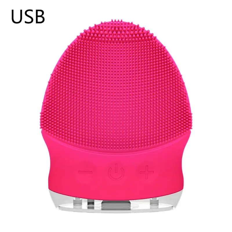 usb Зарядка Электрический Силиконовый водонепроницаемый Очищающий Инструмент красота очиститель пор щётка для умывания лица массажер - Цвет: Бургундия