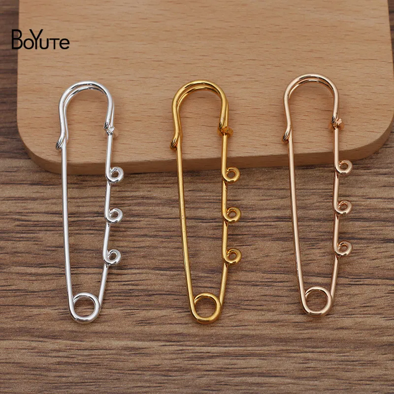 BoYuTe (20 개/몫) 65*1.5MM 금속 철 브로치 기본 핀 3 루프 공장 공급 수제 Diy 쥬얼리 재료