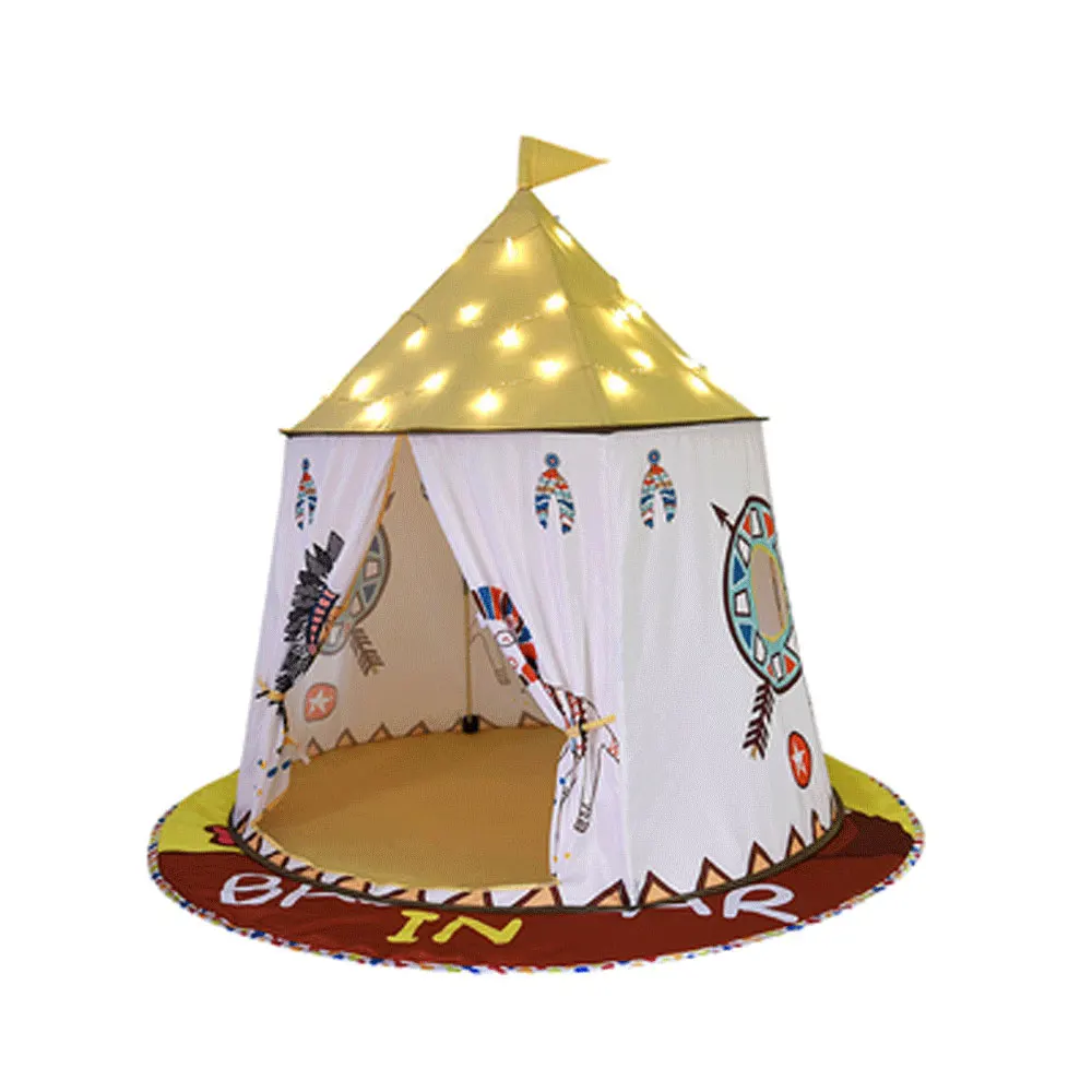 1,23 м детская палатка Tipi индийский мультяшный круглый низ детская игровая палатка портативная Принцесса замок игровой домик висячий флаг детские палатки