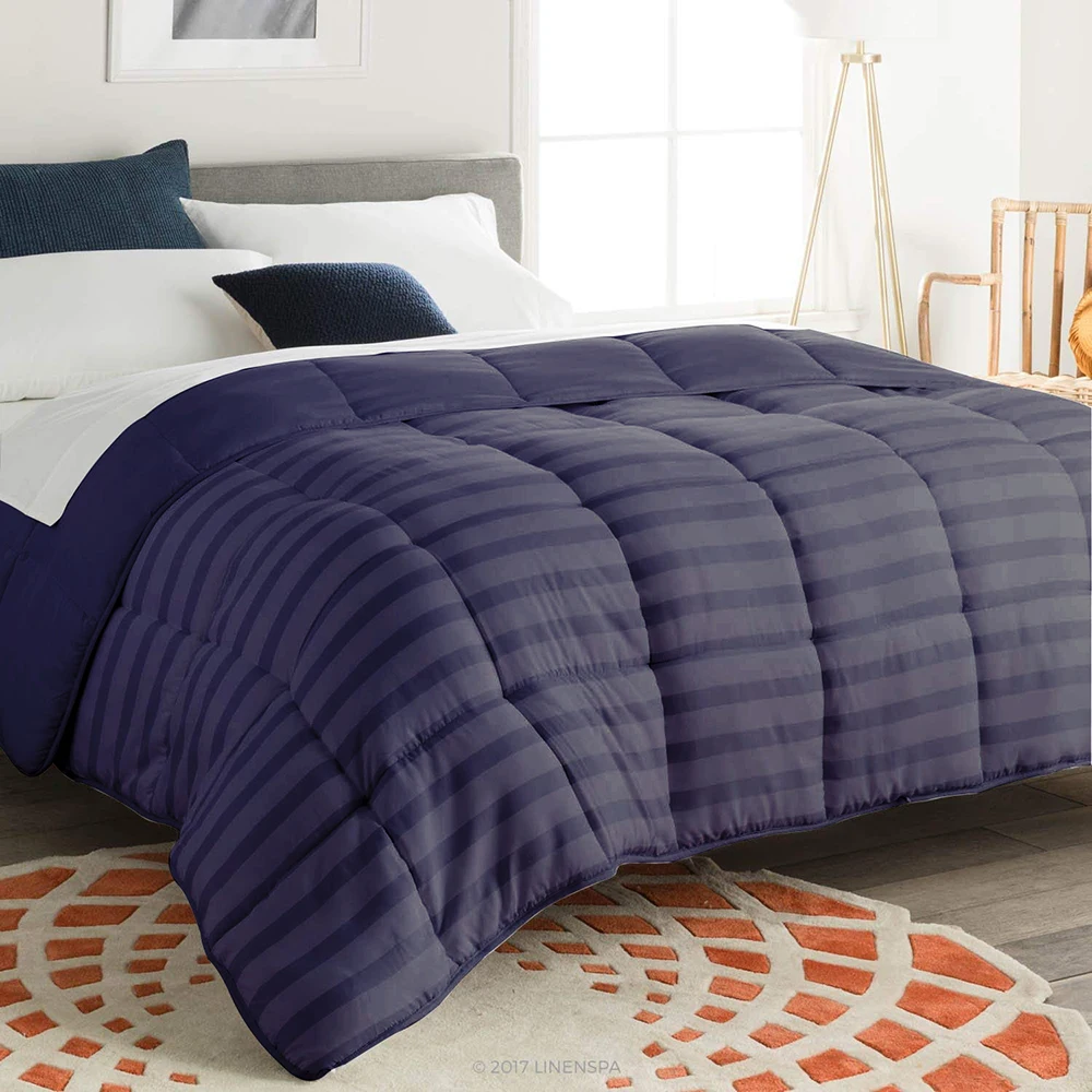 

Ultra Soft handmade comforter 100% goose down quilt duvets bedding sets stripe blanket for king queen twin size bed cotton cover