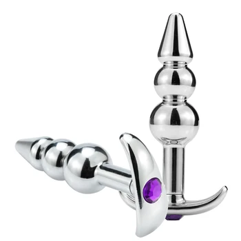 4 Style Metal Anal Plug Outdoor Wear Butt Plug Sex Toys with Crystal Jewelry Insert Anal All Day Suitable for Women Men Bdsm Gay 4