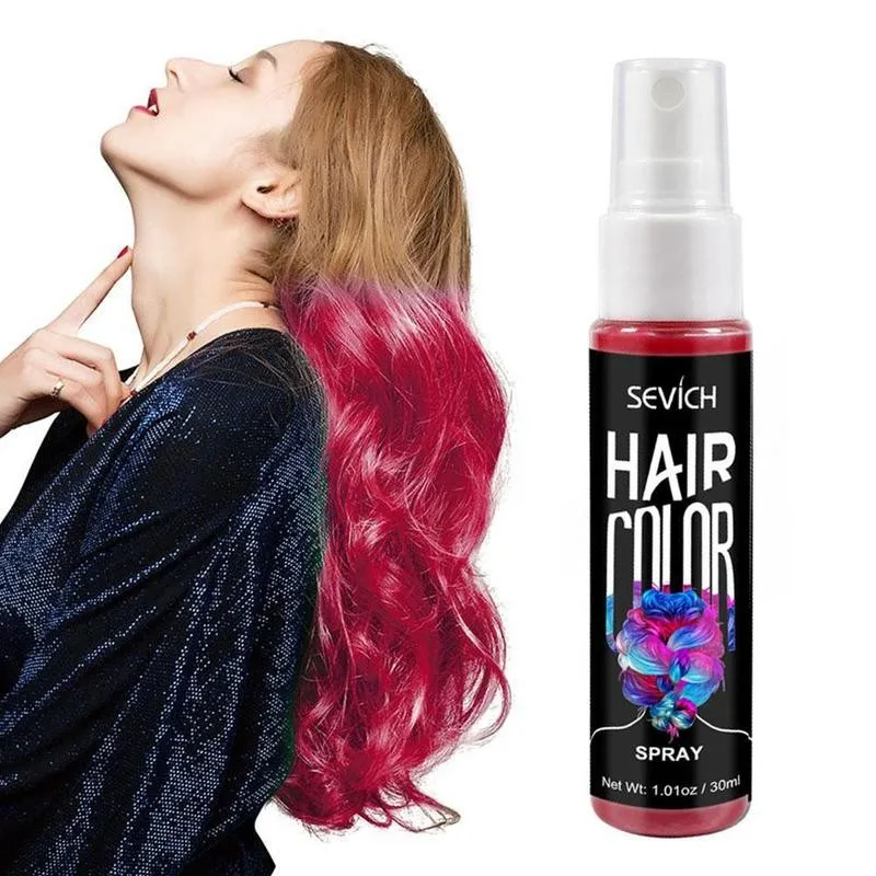 Красящий спрей для волос 30 мл жидкая краска цветной унисекс красная/серая