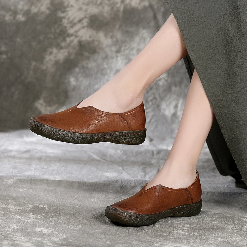 Г. Женские осенние туфли-лодочки из натуральной кожи на низком каблуке без шнуровки женские мокасины с острым носком, лоферы, эспадрильи 509-85