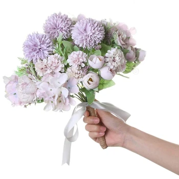 

6pcs Artificial Flowers Fake Faux Peony Silk Hydrangea Plastic Carnations Realistic Flower Arrangements Wedding Home Decoration