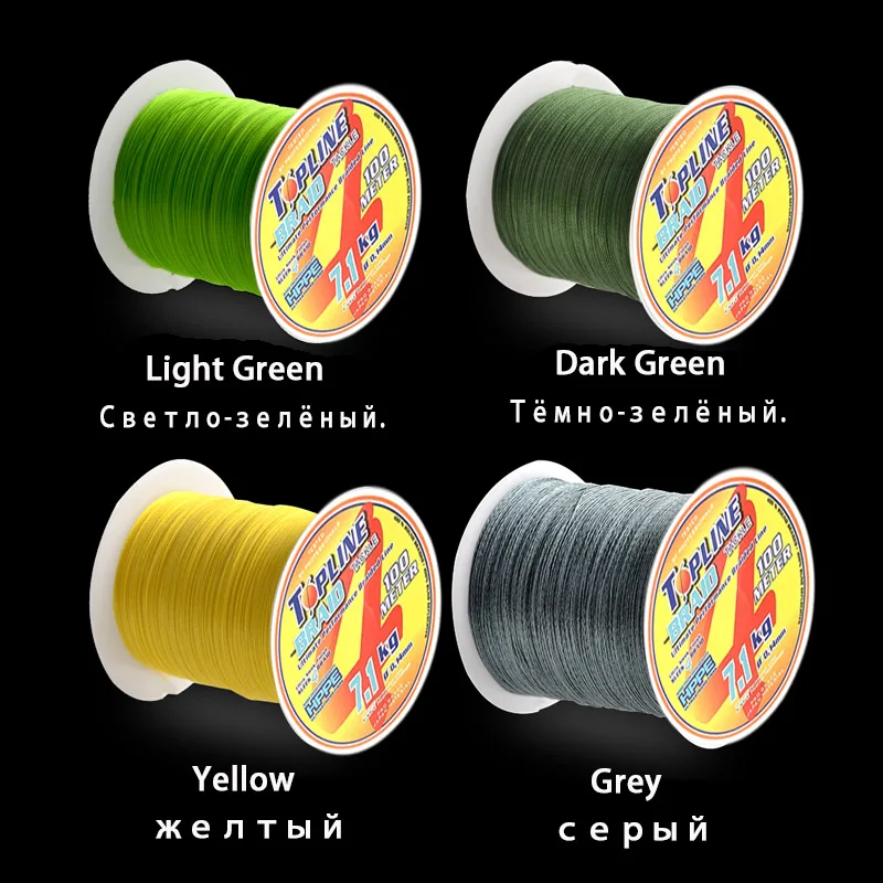 TOPLINE рыболовная плетеная многонитевая леска из ПЭ Япония 300 м 4 пряди Тонущая
