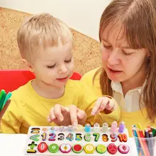 Деревянные 3-в-1 одинаковые Футболки Игра рассчитывать номера фруктовые Форма когнитивно-отличный подарок для детей культивировать практический и умственных способностей