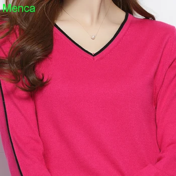 

2019 Women Sweaters and Pullovers Cashmere Knitted Jumpers Ladies 14Colors Soft Winter V-Neck Woolen Clothes