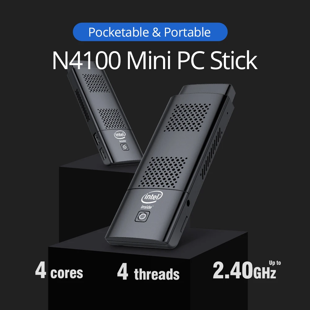 Четырехъядерный мини ПК накопитель Intel N4100 4 Гб LPDDR4 128 ГБ eMMC 5 1 2 4G/5 0G WiFi Bluetooth HDMI 0 4K 60