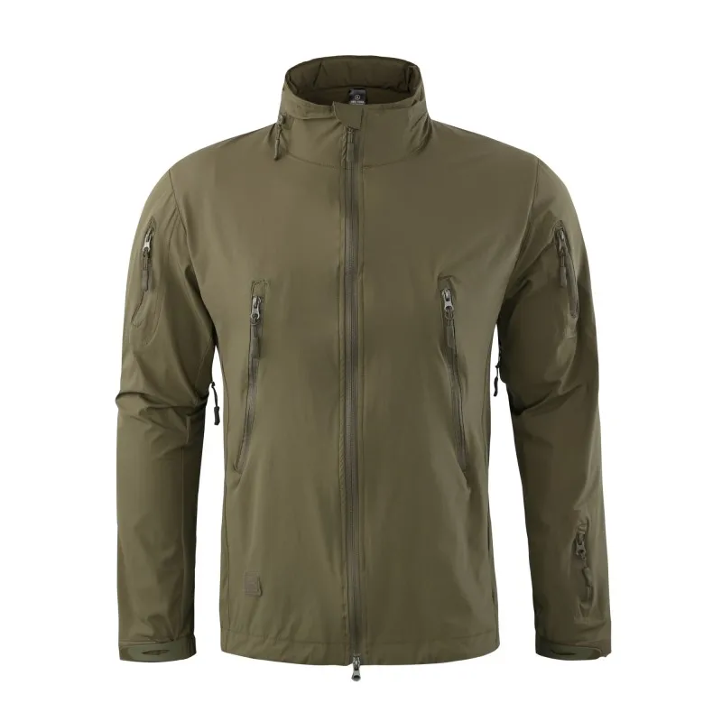 Новая быстросохнущая Мужская походная куртка, Военная Тактическая уличная водонепроницаемая куртка, Спортивная термо-охотничья спортивная куртка с капюшоном - Цвет: green