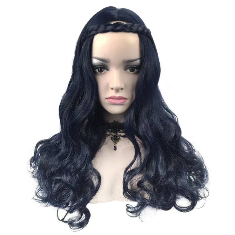 

Movie Descendants 2 Evie Long Wavy Wig Cosplay Costume Women Halloween Carnival Party Role Play Wigs C38531AD