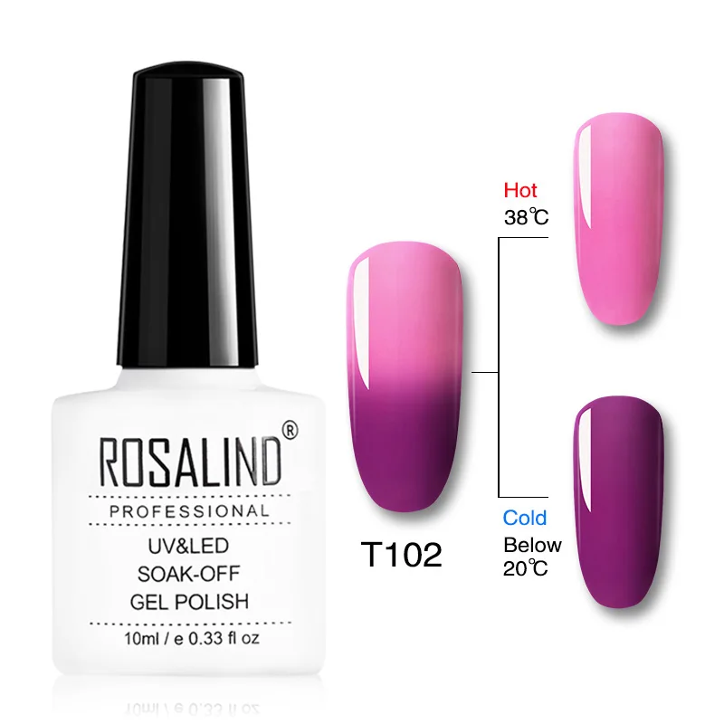 T102 ROSALIND Гель-лак для ногтей 10 мл изменение температуры цвета УФ светодиодный Гель-лак для наращивания ногтей праймер Топ и базовый дизайн ногтей - Цвет: T102