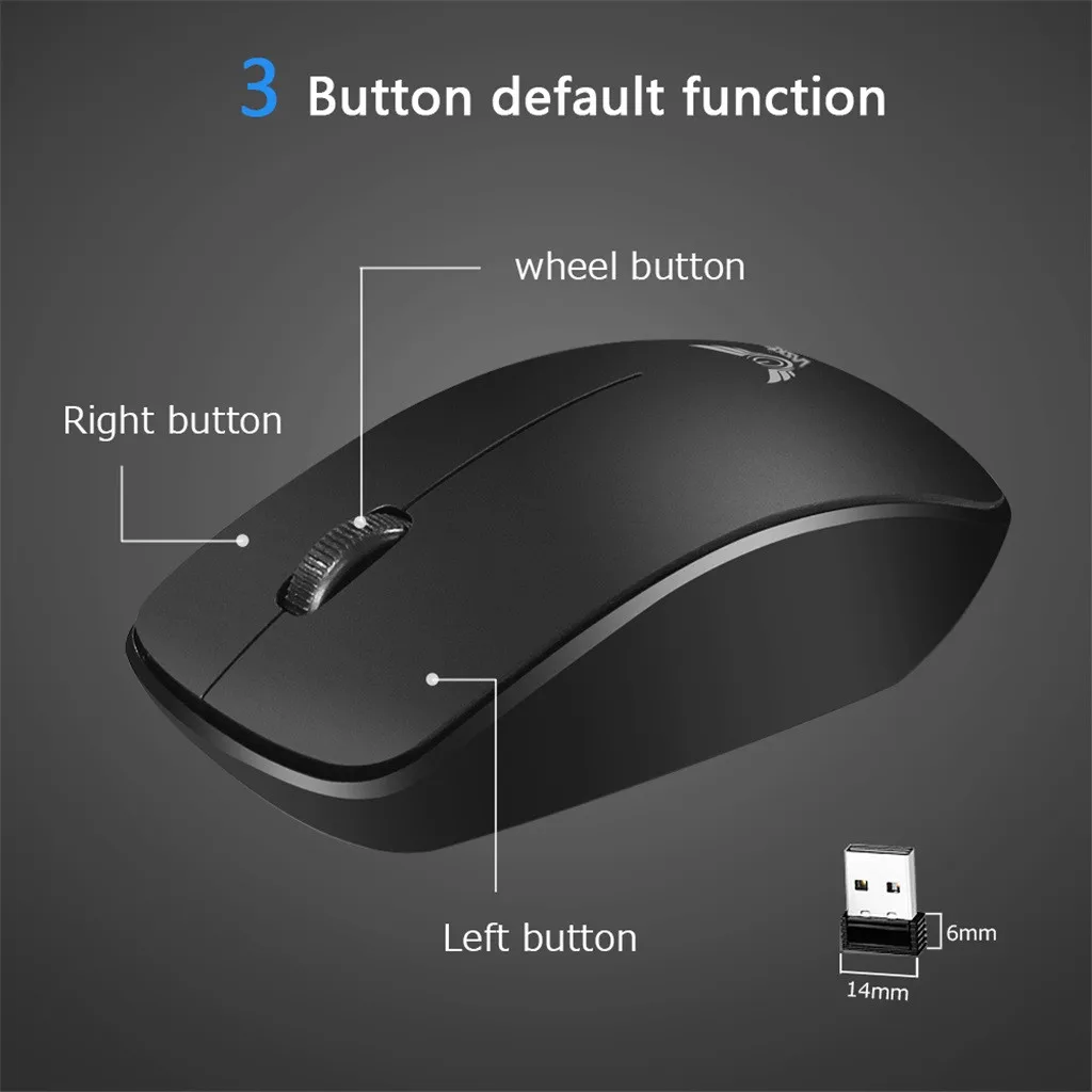 ZERODATE T16 Wireless Mouse USB Receiver Optical Sensor For PC Laptop Tablets