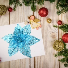 Большие искусственные цветы для рождественского декора, блестящие Искусственные цветы Poinsettia, сделай сам, украшение для дома, Рождества, Нового года, цветок для свадьбы