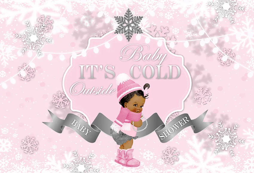 

7x5FT Winter Wonderland Baby Shower Pink Girl Snowflake Outside Custom Photo Studio Backdrops Backgrounds Vinyl 220cm x 150cm