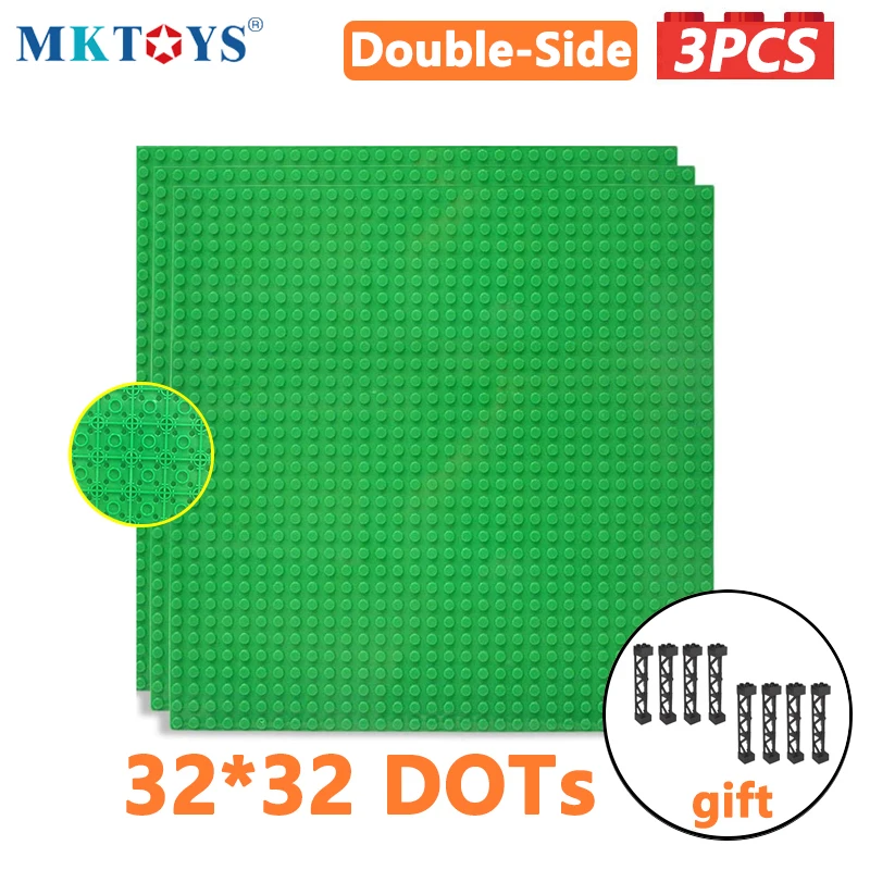 

MKTOYS 3PCS Set Double Side Classic Base Plates 32*32 Building Block Baseplate Compatible with All Major Brands Bricks Plates