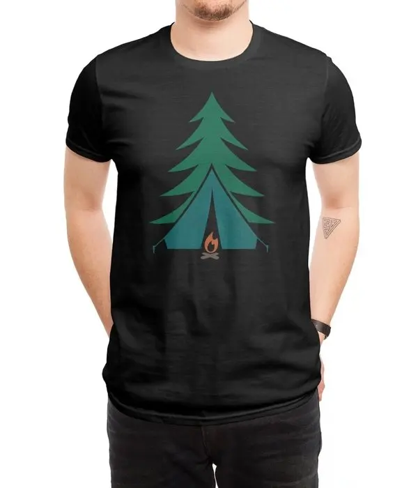 New Men Casual Printed T shirt Camping Time Short Sleeve T-shirts Tee Tops |