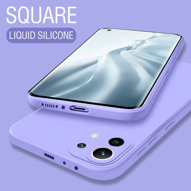 Square Liquid Silicone Case For Xiaomi Mi 8|Mi 9|Mi CC9|Mi 9SE|Mi 10|Mi 10T Lite|Mi 10 Pro|Mi 11|Coque Slim Matte Soft Cover Purple