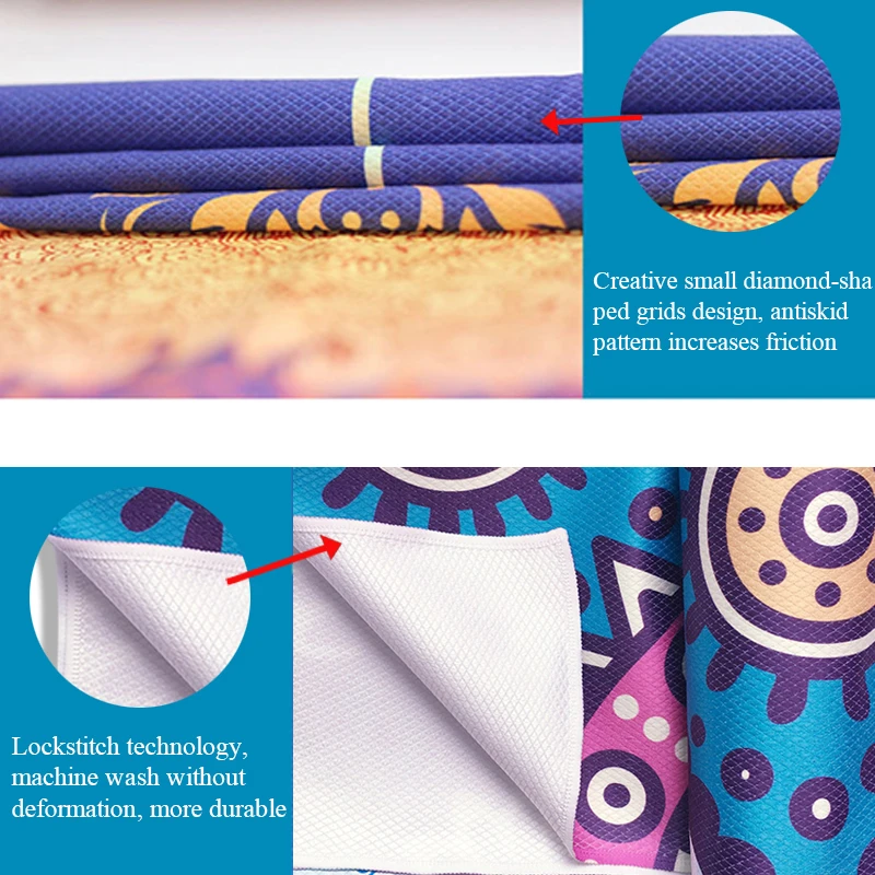 Yoga Towel Soft Foldable Pilates Pad Antiskid Creative Printed Camping Yoga Mat 