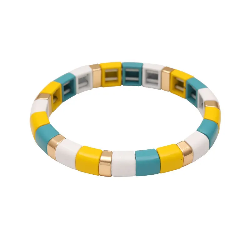 Эмалированные растягивающиеся браслеты для женщин Armbandjes Dames Pulsera Masculina Радужная плитка Barcelet золотой браслет из бисера мужские Подарочные ювелирные изделия