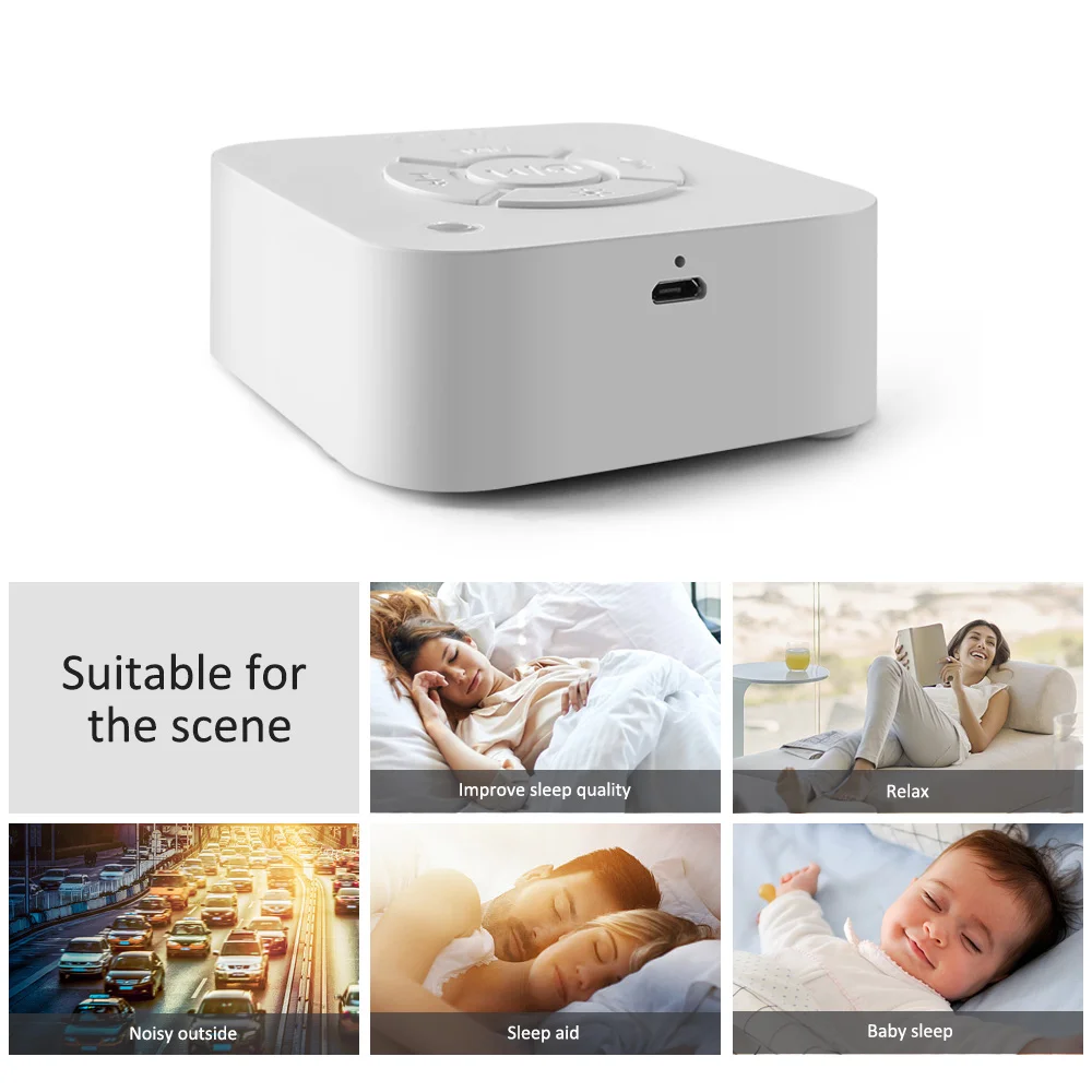 Máquina de ruido blanco para bebés y adultos, dispositivo de sonido de  apagado temporizado recargable por USB, Monitor de relajación para bebés y  adultos - AliExpress