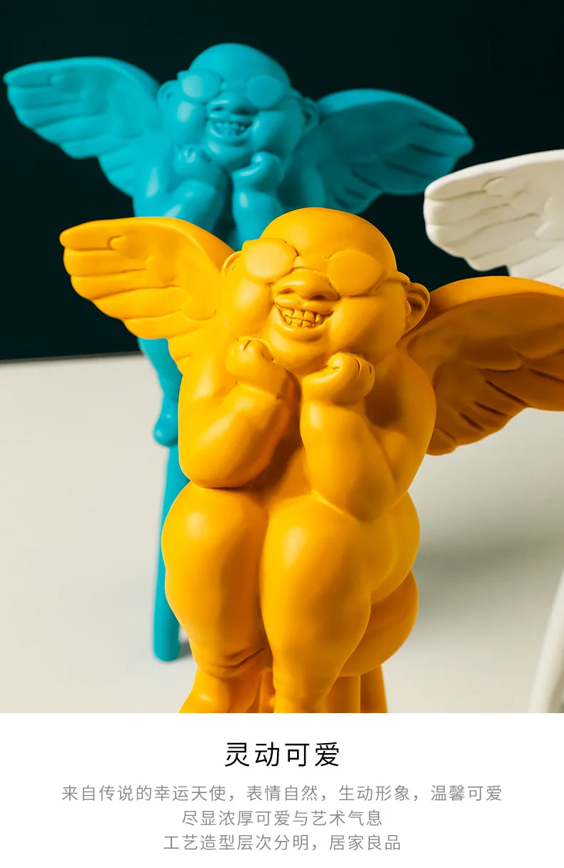 

Creative Office Home Living Room Resin Little Angel Statue Cabinet Decor Nordic Modern Art Collection Great Toys Gift