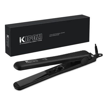 KIPOZI Piastra per capelli professionale da 1 pollice Colore rosa Sicurezza 60 minuti Spegnimento automatico Ferro da stiro con anello per appendere per i viaggi 1
