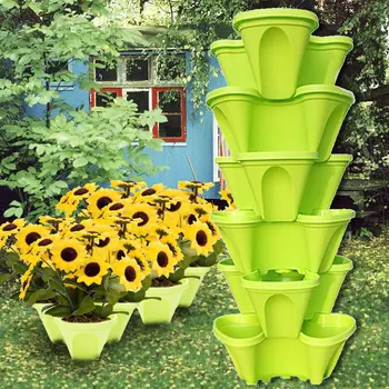 

New Stackable Plastic Flower Pot Planter Succulent Plant Vase Holder Bonsai Nursery Pots 5 Colors Home Garden Balcony Decoration