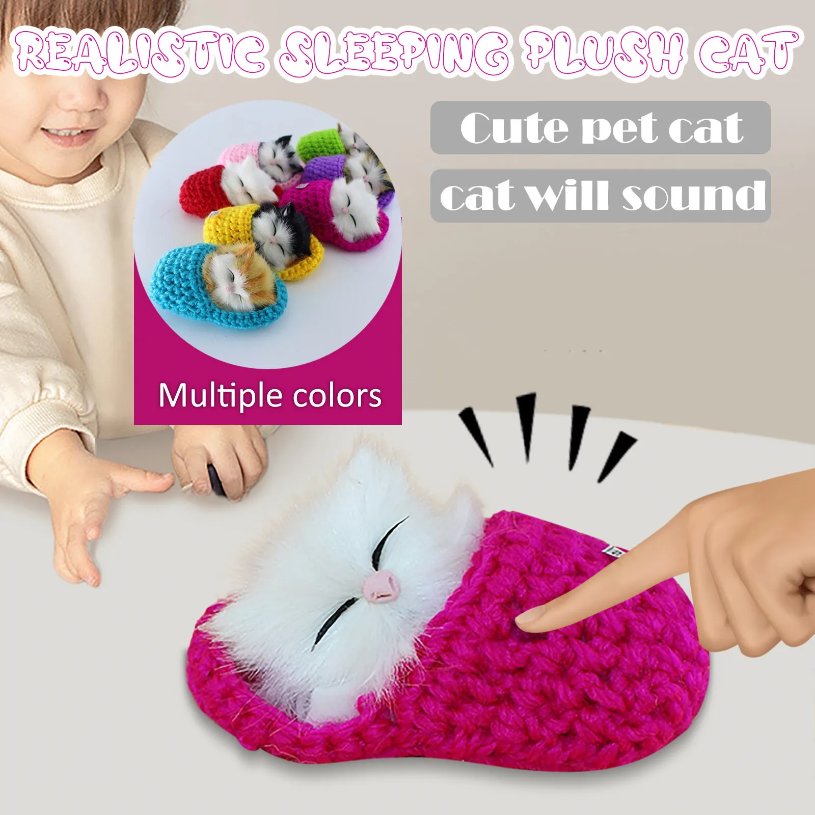Realistic Sleeping Cat Plush Toy Cute Mini Furry With Sound Creative Cartoon Animal Doll Simulation Kitten Stuffed | Игрушки и хобби