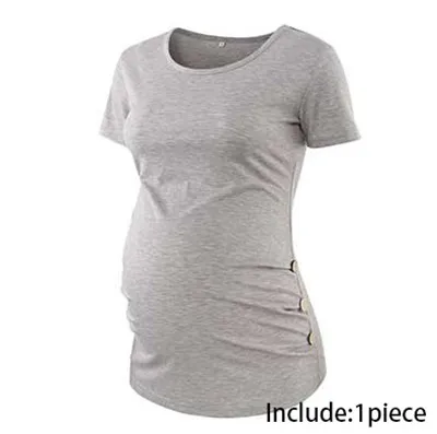 as pic Комплект из 3 предметов; Одежда для беременных; Ropa Embarazada; футболка; топы; Футболка для беременных; повседневная одежда с оборками сбоку - Цвет: as pic