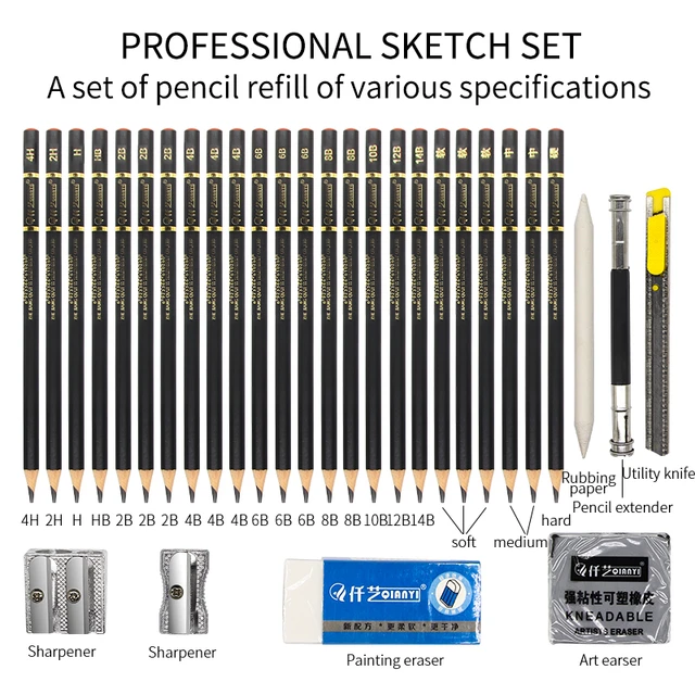 Pcs Sketch Pencil Set Professional  Kits Pencils Charcoal - 31 Pcs Sketch  Pencil Set - Aliexpress